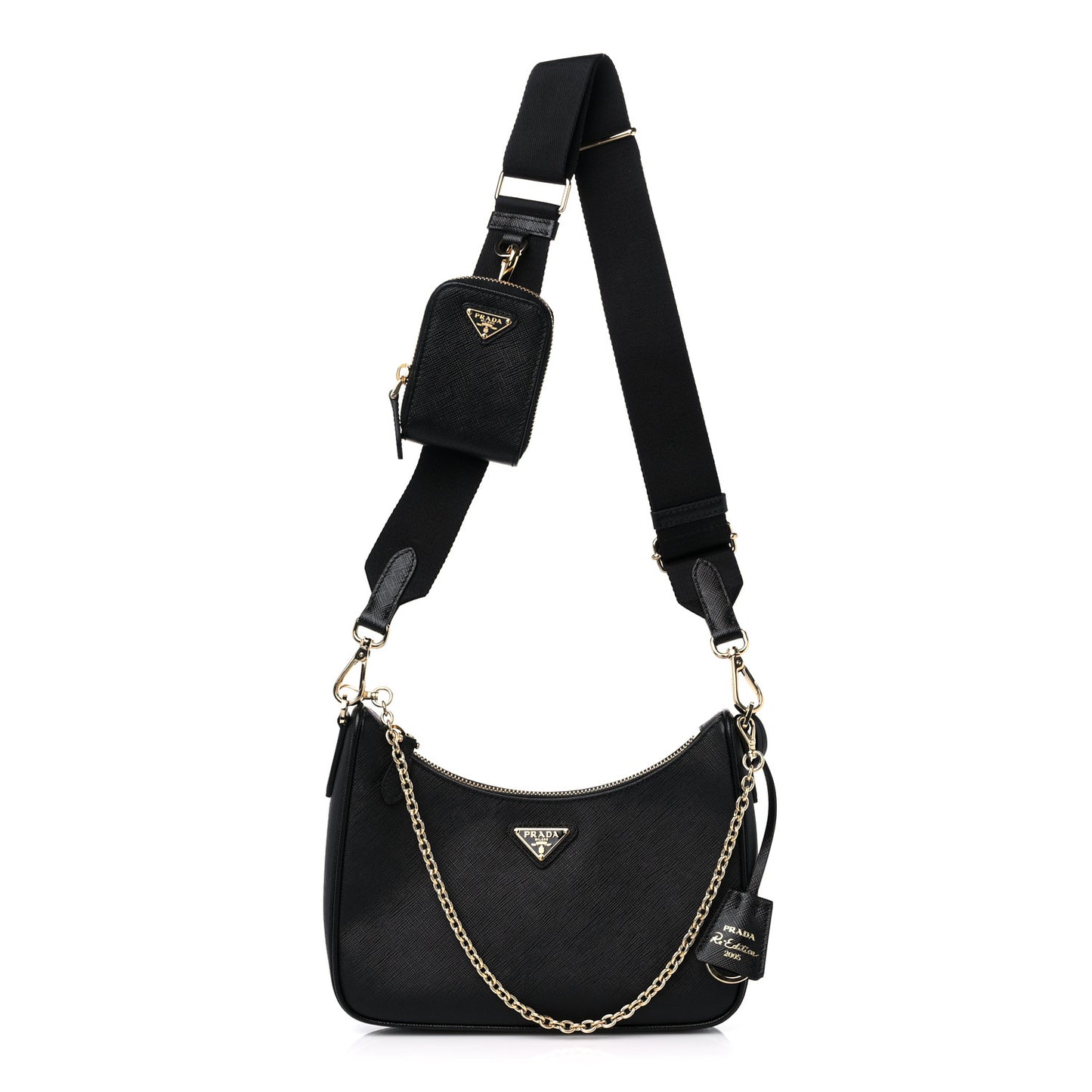 Saffiano Lux Re-Edition 2005 Shoulder Bag Black