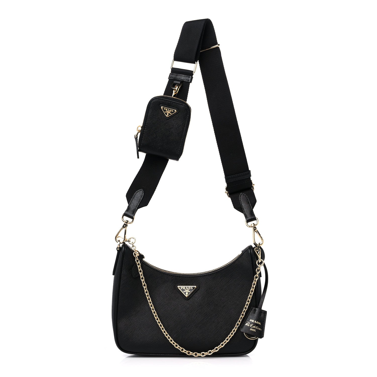 Prada Saffiano Lux Re-Edition 2005 Shoulder Bag Black 1 of 8