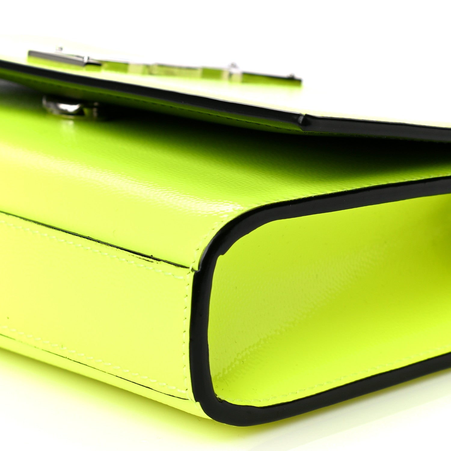 Saint Laurent Patent Grain de Poudre Small Monogram Kate Satchel Neon Yellow 10 of 14
