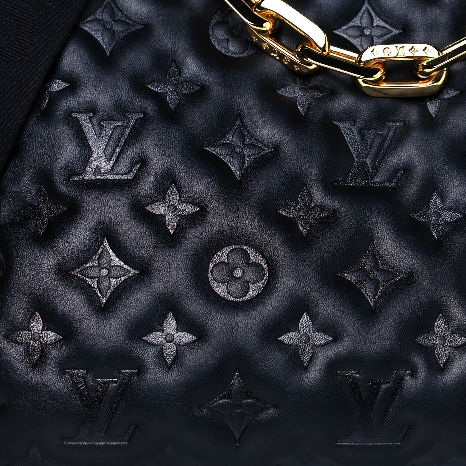 Louis Vuitton Lambskin Embossed Monogram Coussin PM Black 7 of 12