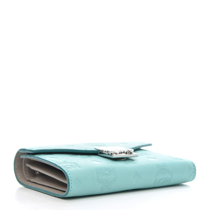 MCM Calfskin Ottomar Monogram Tri-Fold Wallet Pool Blue 4 of 7