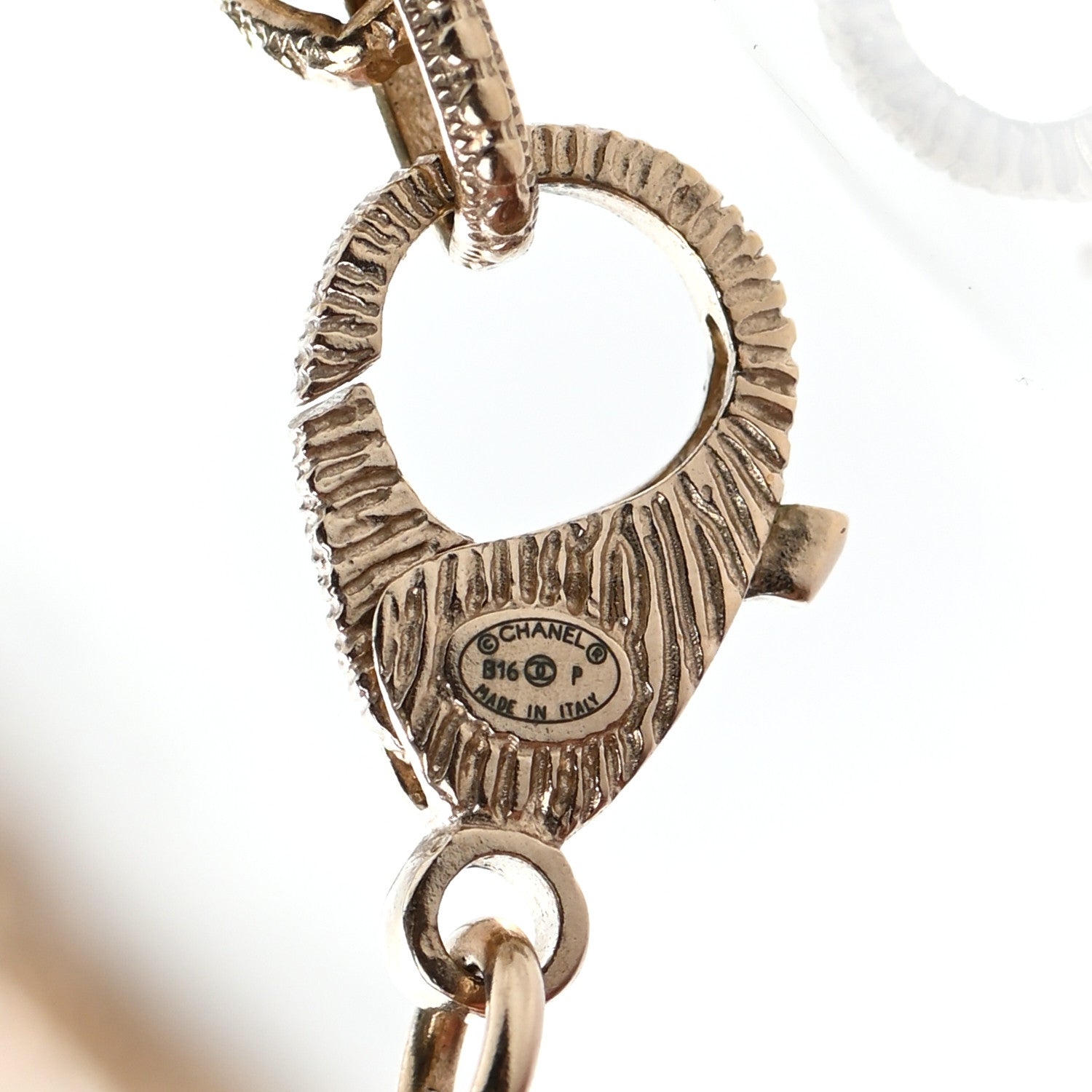 Chanel Metal Quilted CC Long Chain Necklace Gold Pearly White 5 of 5