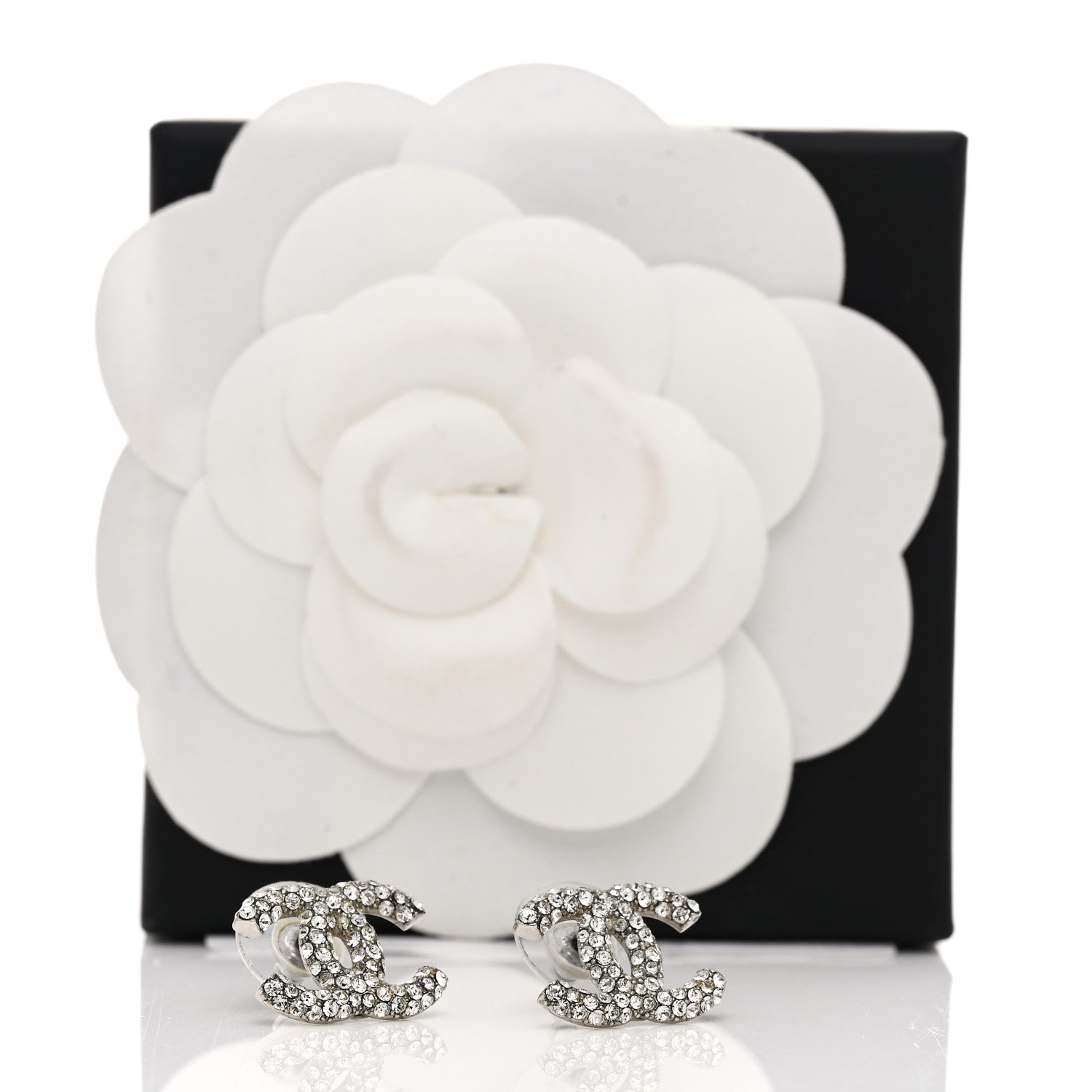Chanel Crystal CC Earrings Silver 5 of 5