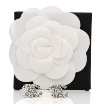 Chanel Crystal CC Earrings Silver 5 of 5