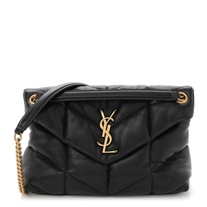 Saint Laurent Lambskin Quilted Small Loulou Puffer Monogram Chain Satchel Black 1 of 11