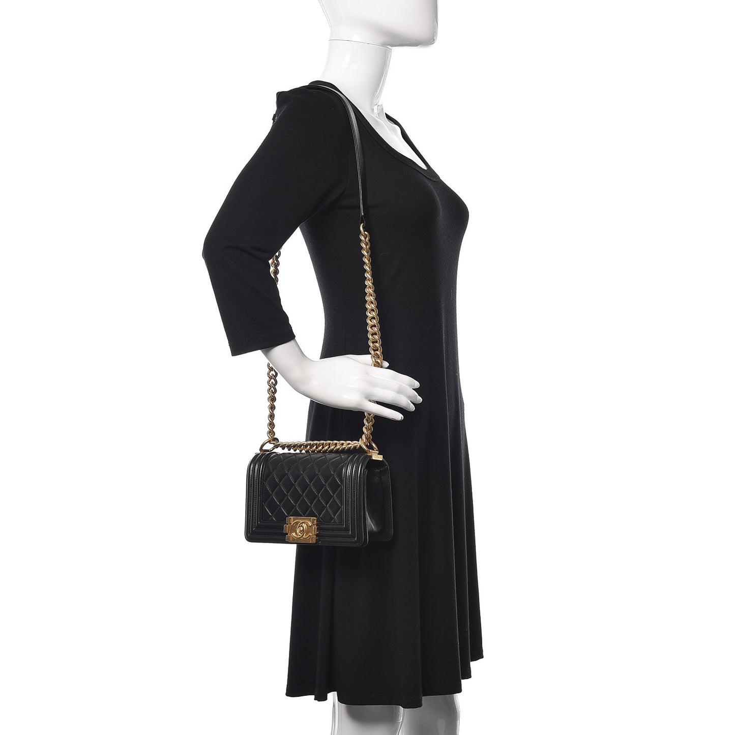 Lambskin Quilted Small Boy Flap Black