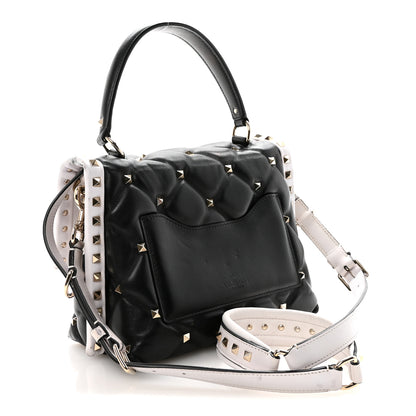 Valentino Garavani Nappa Medium Candystud Top Handle Bag White Black 3 of 9