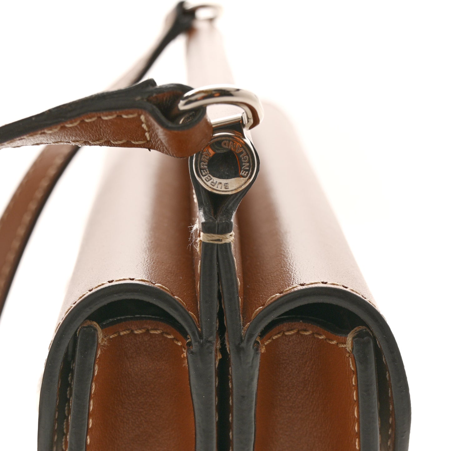 Smooth Calfskin Canvas Horseferry Print Mini Title Bag with Pocket Natural Malt Brown