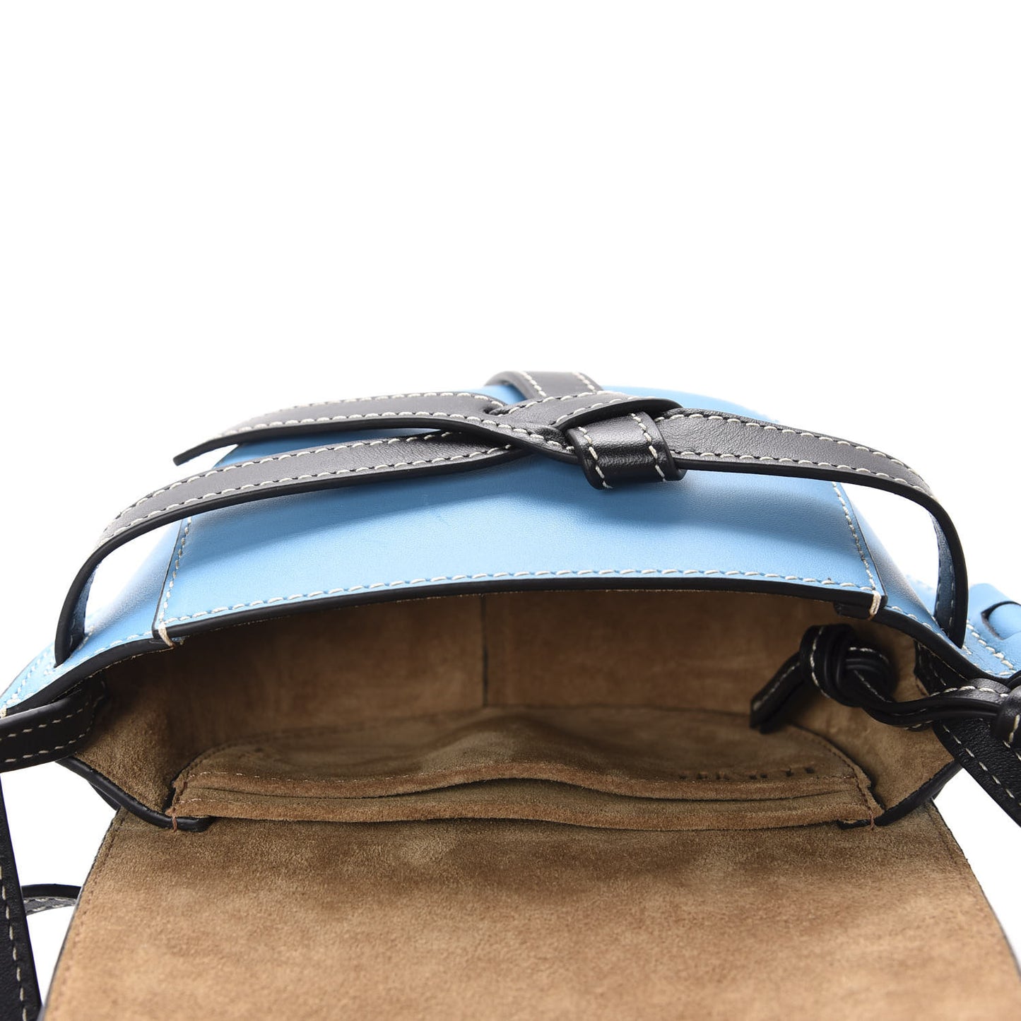 Grained Calfskin Floral Mini Gate Crossbody Bag Peacock Blue