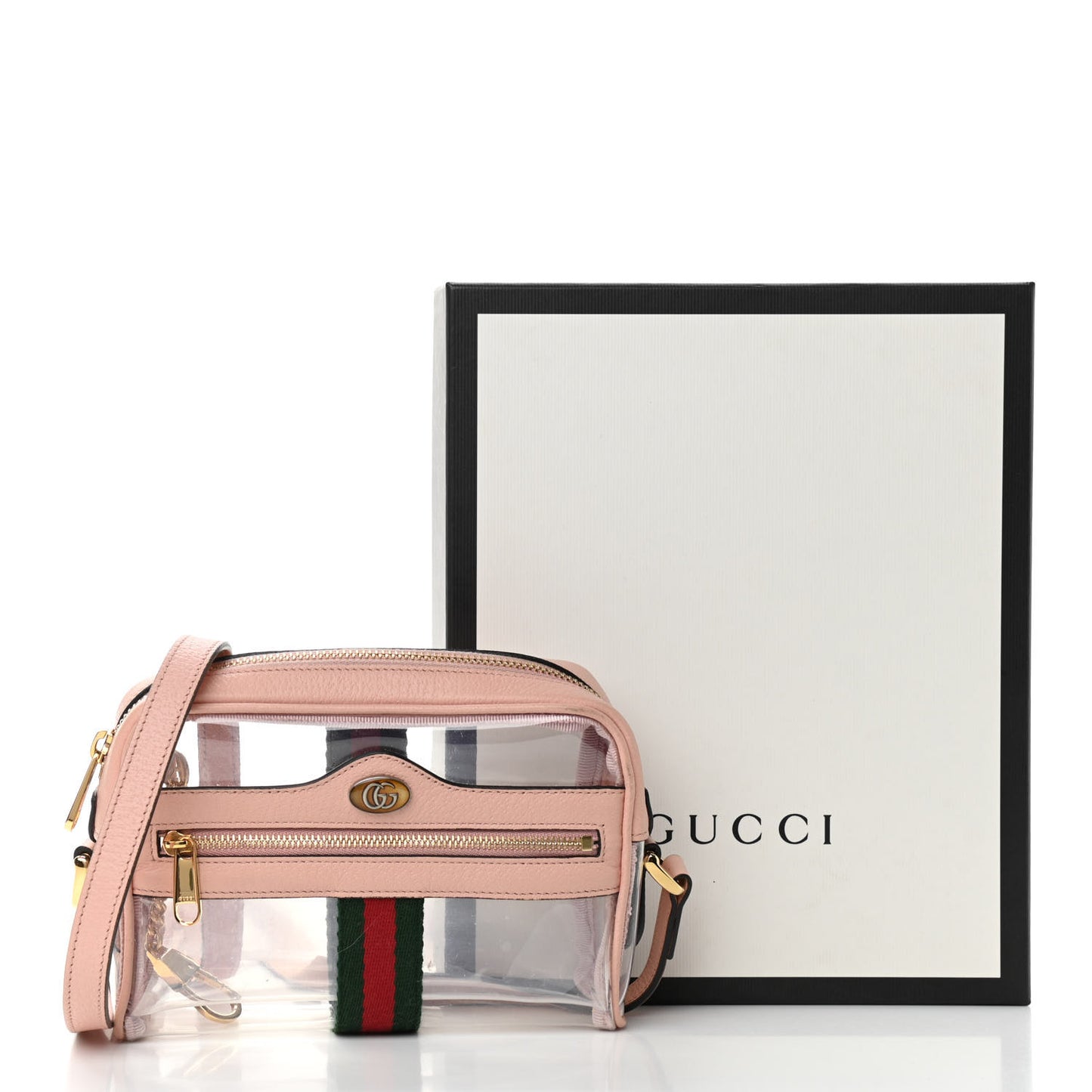 Vinyl Web Mini Ophidia Transparent Shoulder Bag Perfect Pink