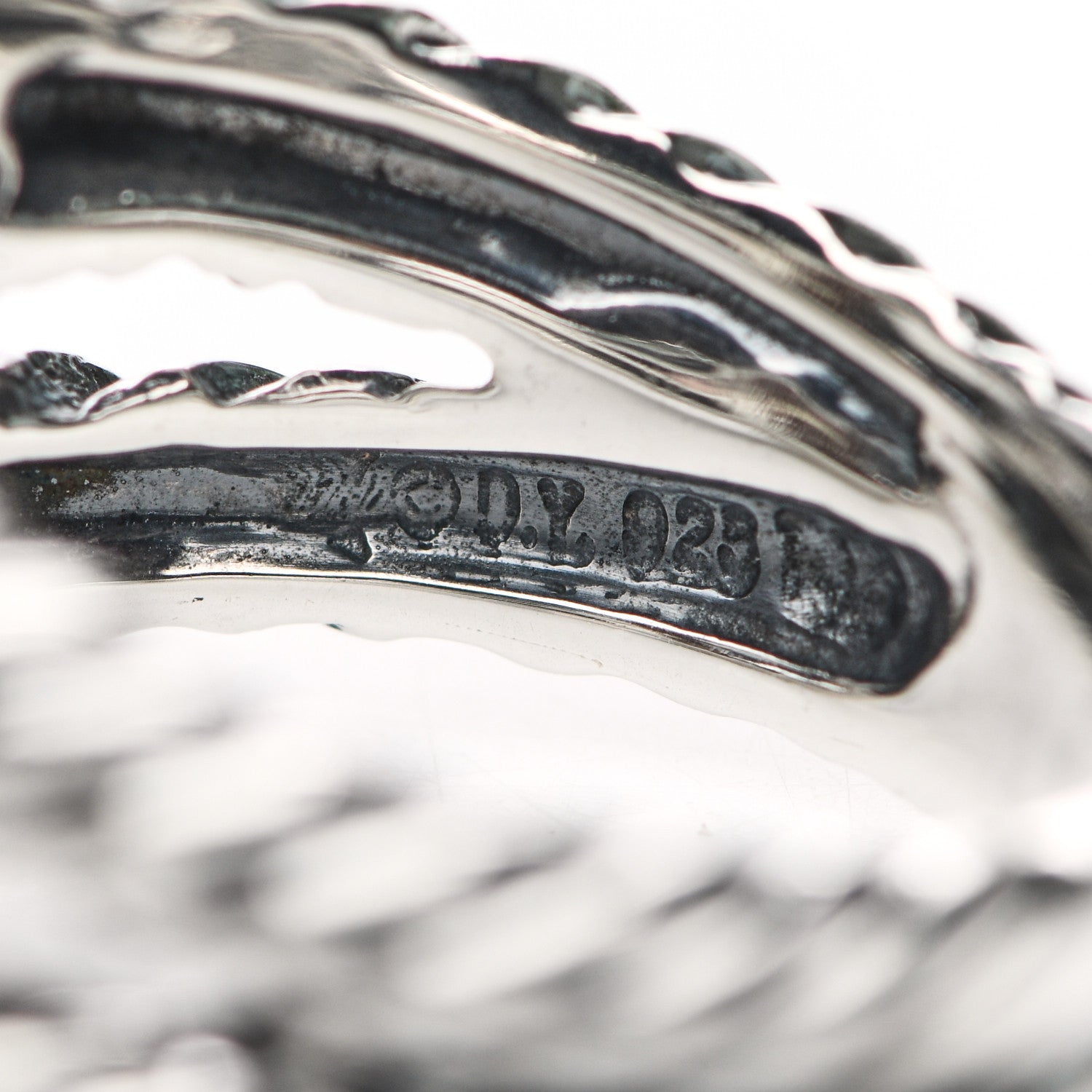 David Yurman Sterling Silver Diamond Prasiolite 11mm Albion Ring 52 6 5 of 5