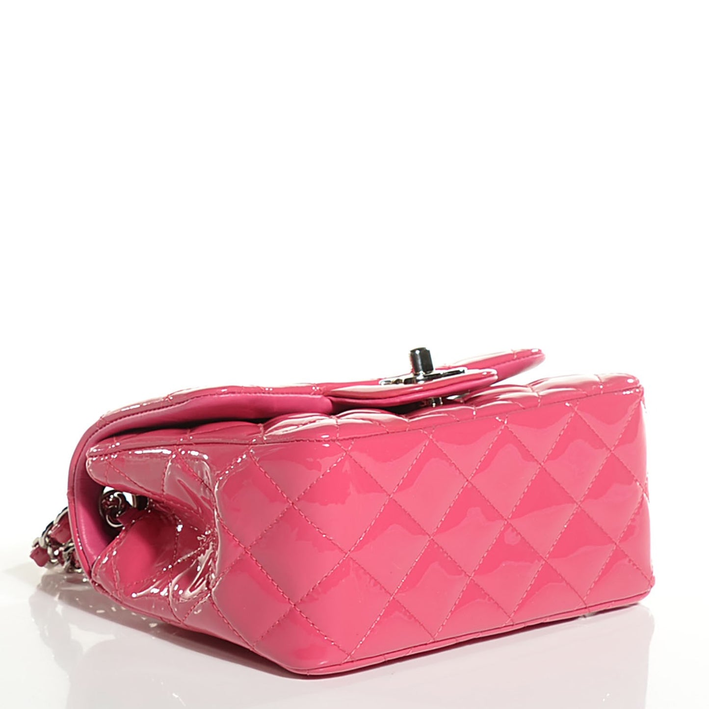 Patent Quilted Mini Square Flap Fuchsia