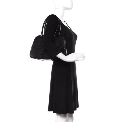 Prada Tessuto Nylon Box Calf Bowling Bag Black 2 of 11