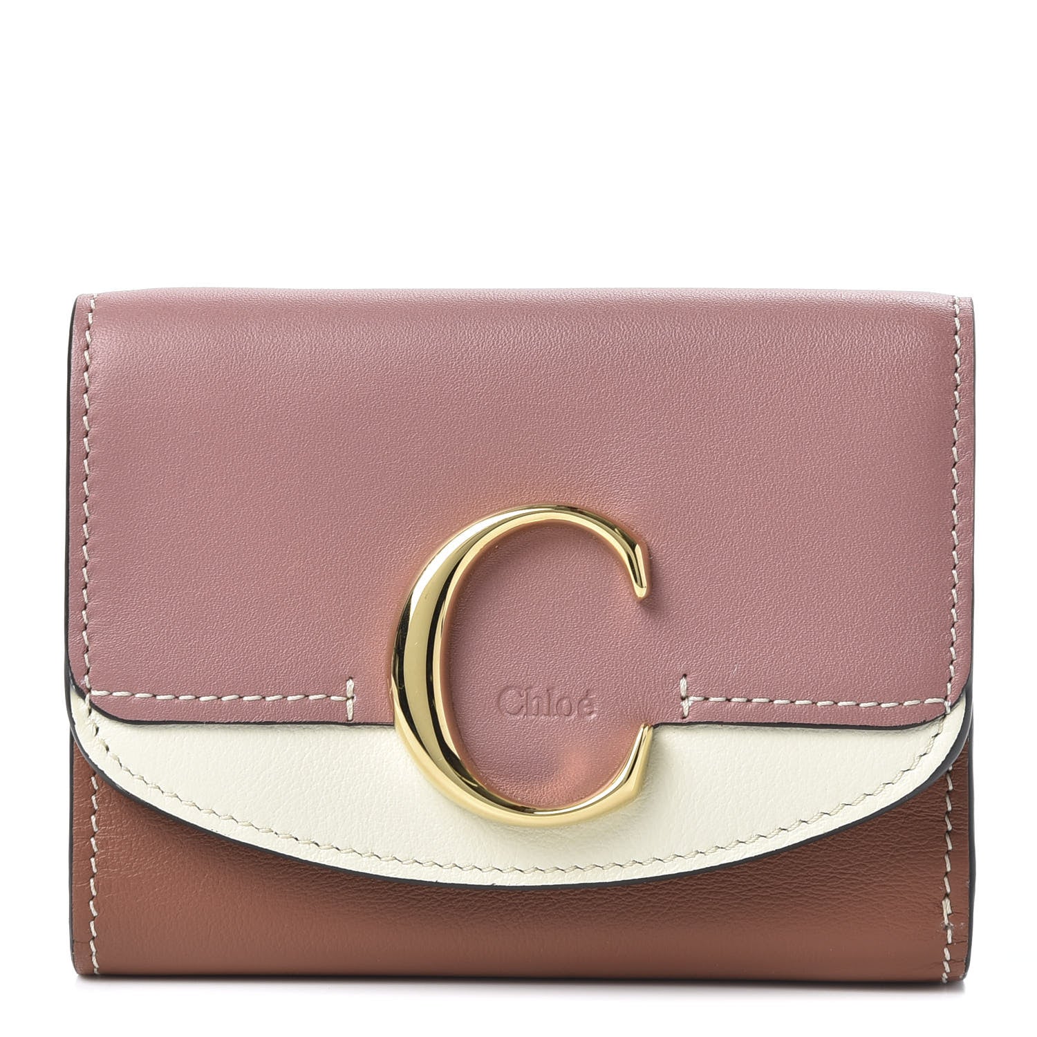 Chloe Smooth Calfskin Small C Tri-Fold Wallet Rusty Pink 1 of 10