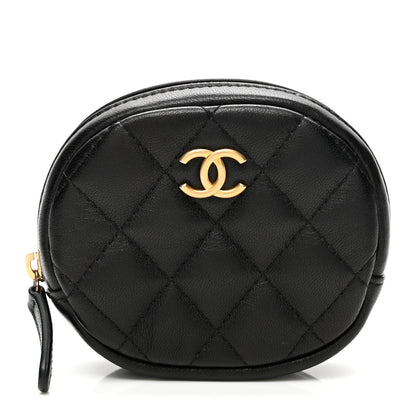 Chanel Lambskin Quilted Zip Around Classic Coin Purse Black 1 of 7