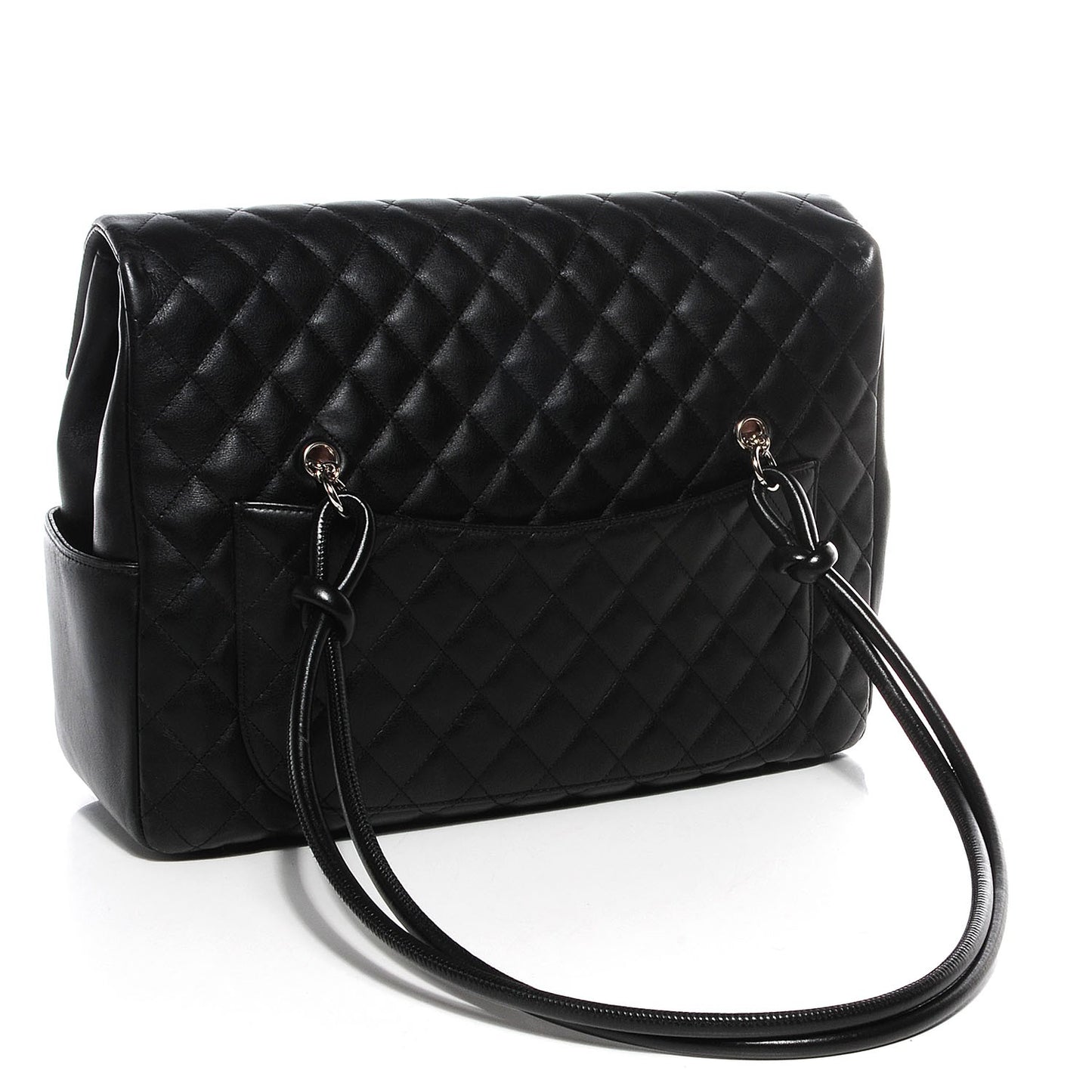 Calfskin Quilted Large Cambon Flap Black