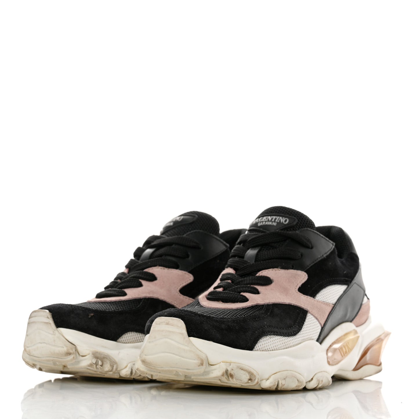 Suede Mesh Womens Bounce Sneakers 37 Black Water Rose