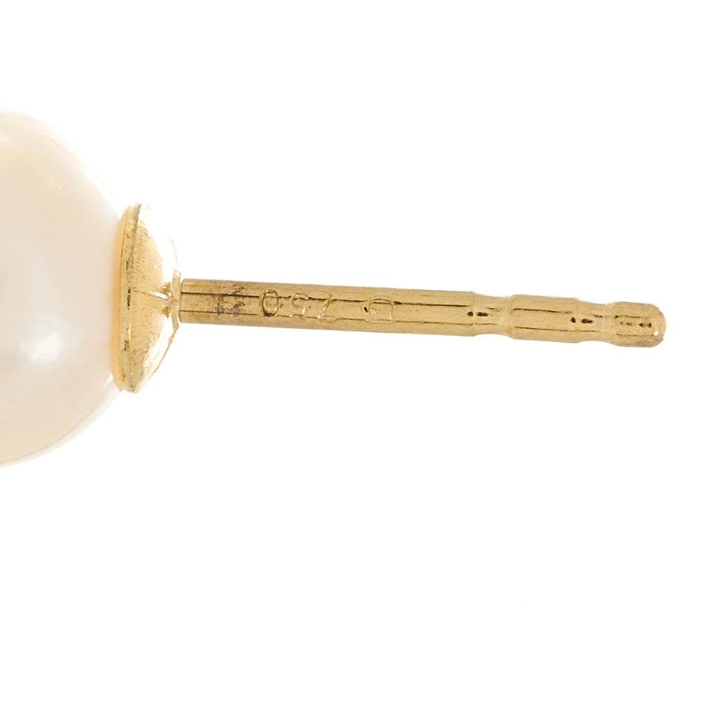 18K Yellow Gold Akoya Pearl 6.5-7mm Stud Earrings