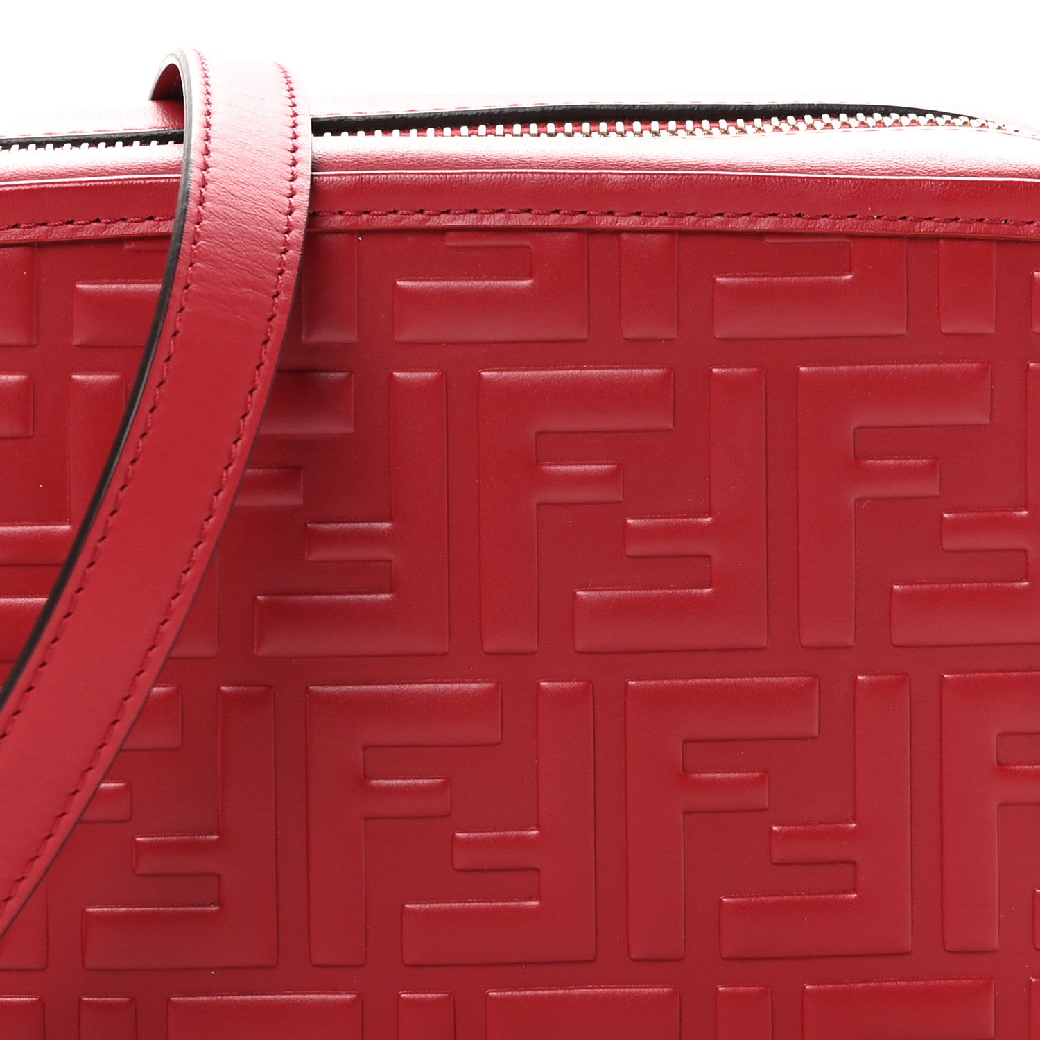 Fendi Vitello Century FF 1974 Embossed Mini Camera Case Fragola 8 of 10