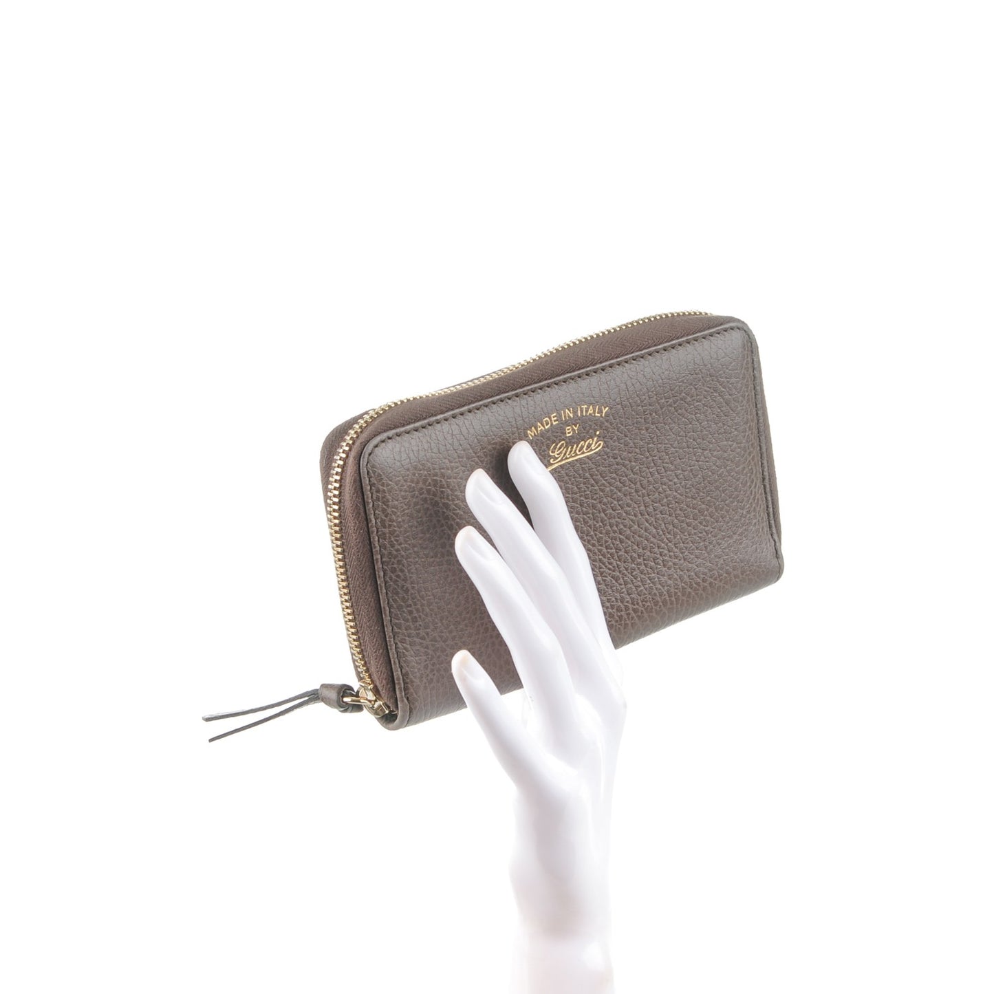 Dollar Calfskin Bi-Color Medium Swing Zip Around Wallet Grey Field Soft Pink