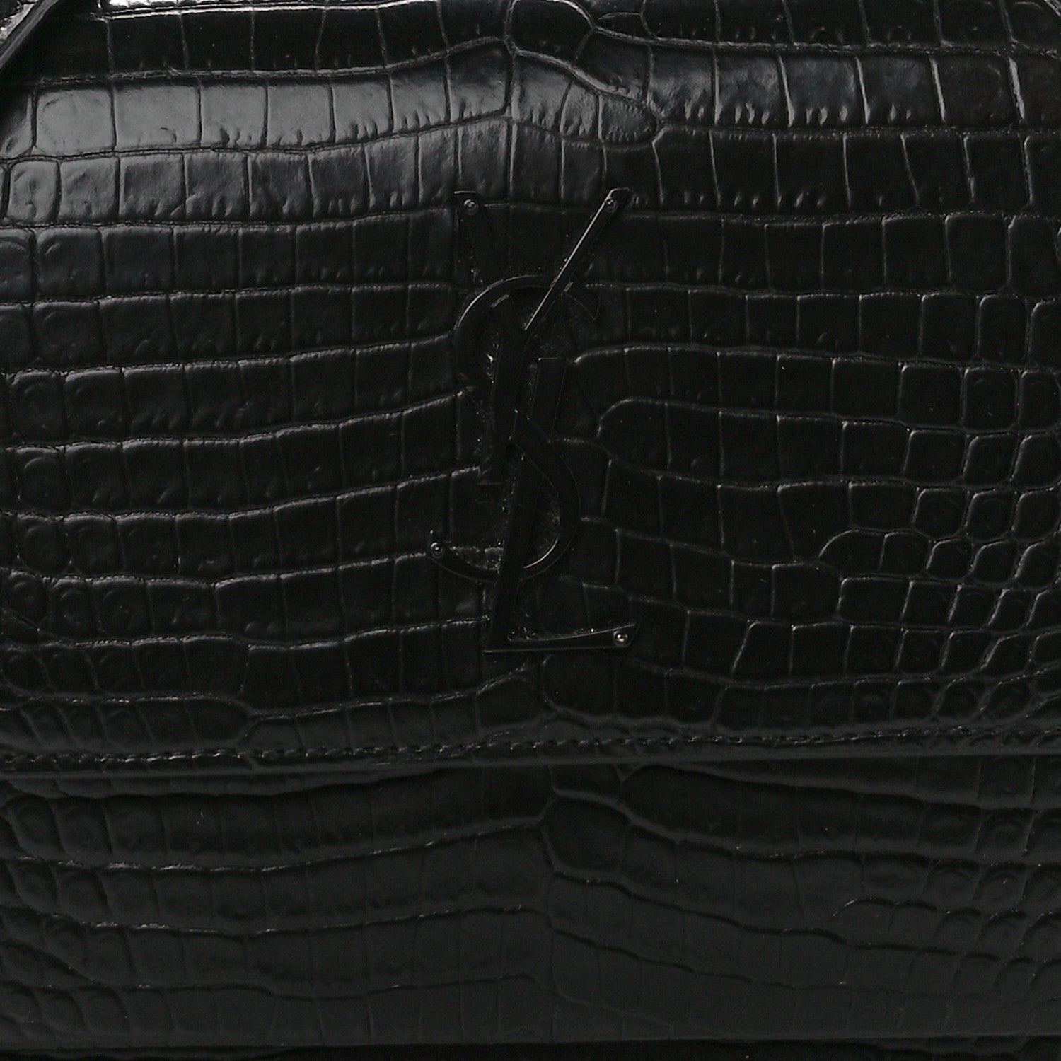 Saint Laurent Calfskin Crocodile Embossed Medium Monochrome Monogram Sunset Black 10 of 12