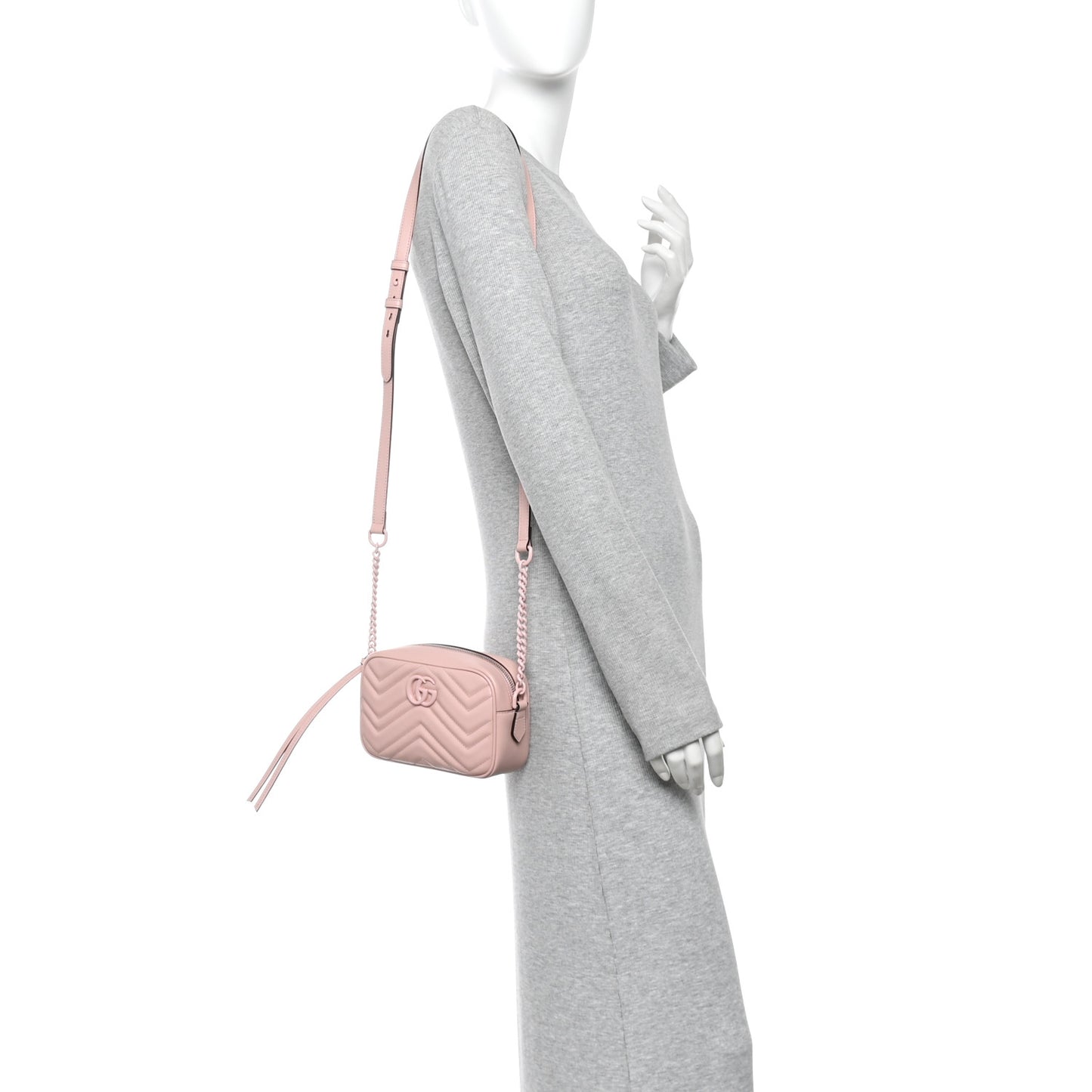 Calfskin Matelasse Monochrome Mini GG Marmont Chain Shoulder Bag Perfect Pink