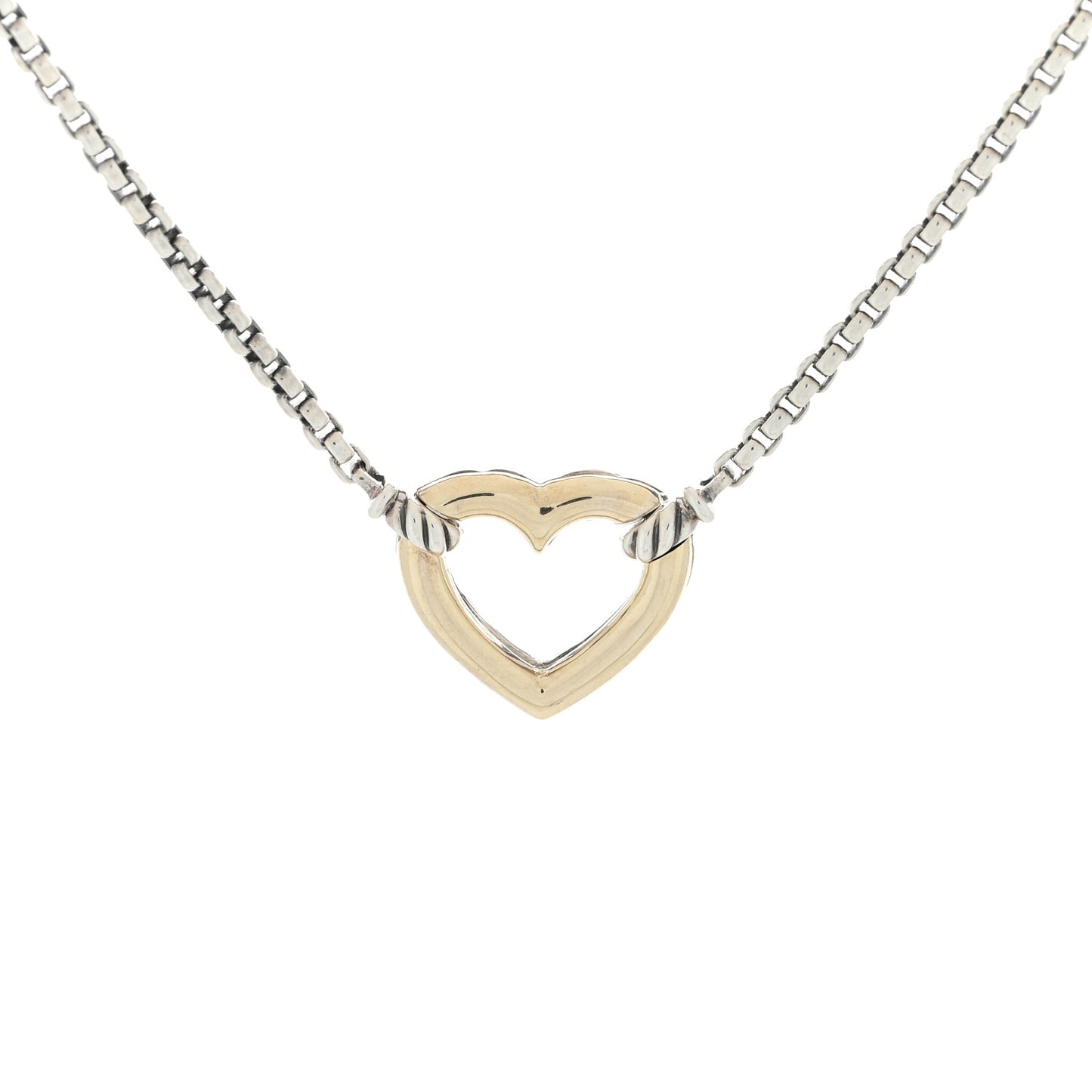 Sterling Silver 18K Yellow Gold Cable Collectibles Heart Station Necklace