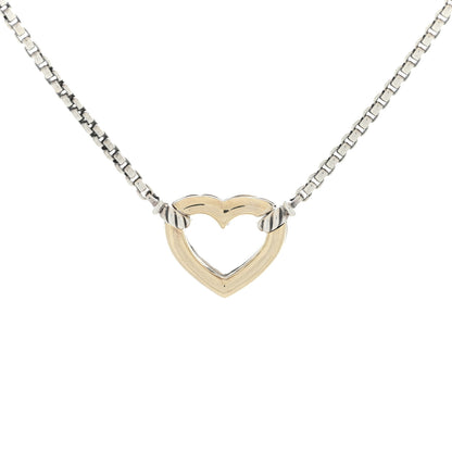 David Yurman Sterling Silver 18K Yellow Gold Cable Collectibles Heart Station Necklace 3 of 4