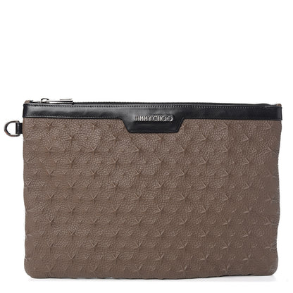 Jimmy Choo Grained Calfskin Star Embossed Derek Document Holder Taupe 1 of 6