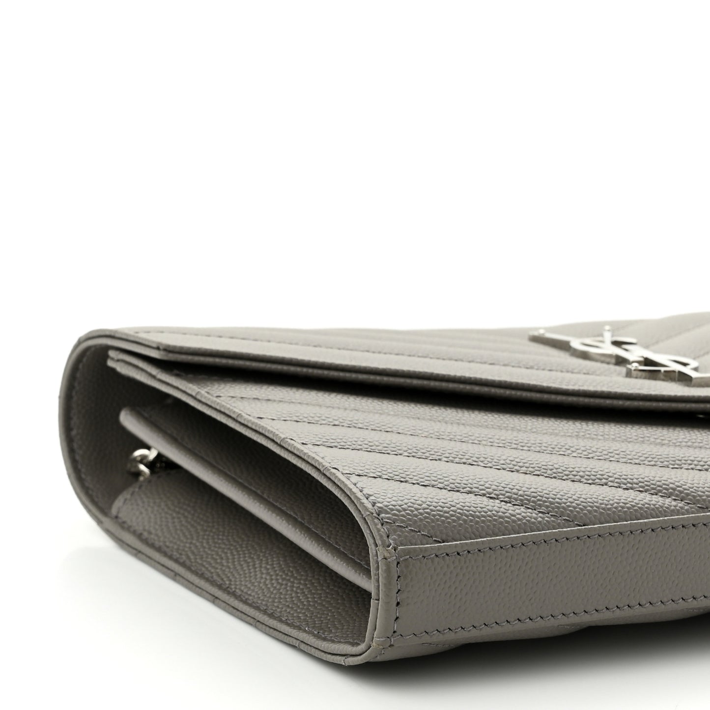Grain De Poudre Matelasse Chevron Monogram Chain Wallet Asphalt