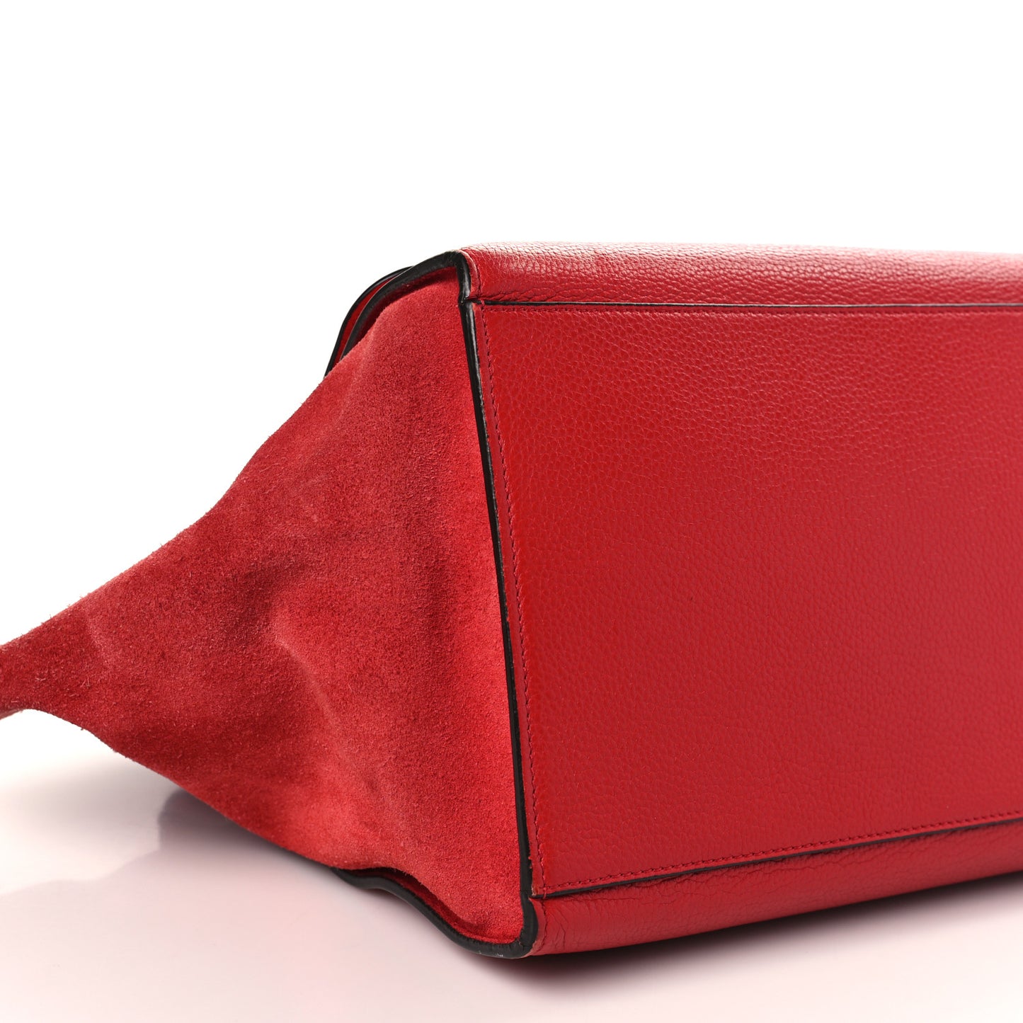 Drummed Calfskin Suede Large Trapeze Coquelicot