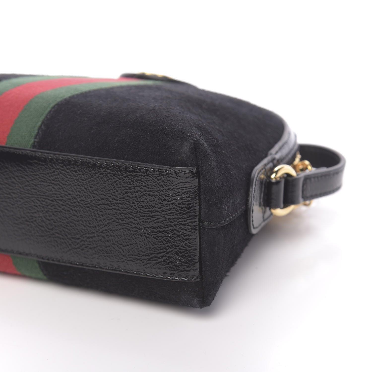 Gucci Suede Patent Web GG Small Ophidia Dome Shoulder Bag Black 9 of 10