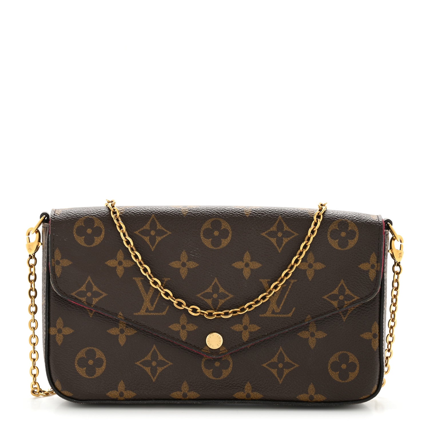 Louis Vuitton Monogram Pochette Felicie Chain Wallet Fuchsia 1 of 16