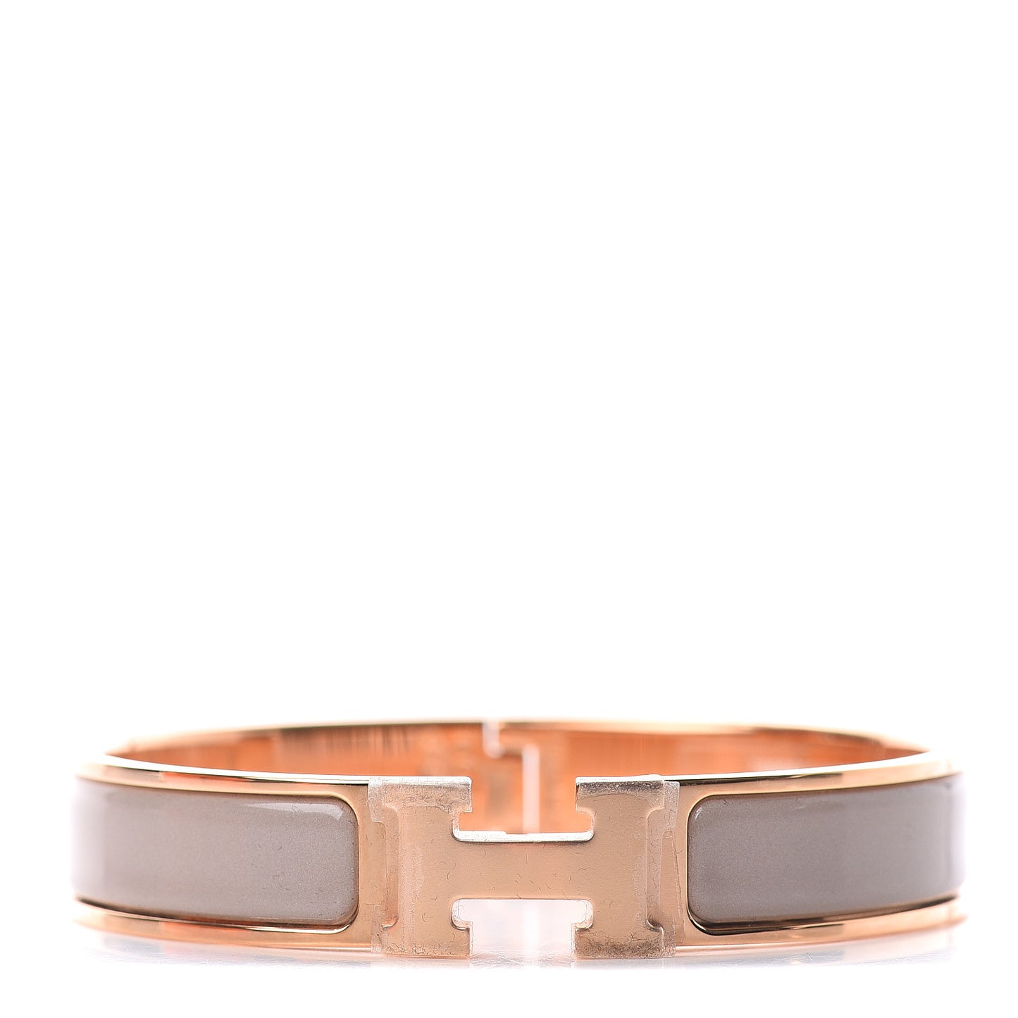 Enamel Narrow Clic Clac H Bracelet GM Marron Glace