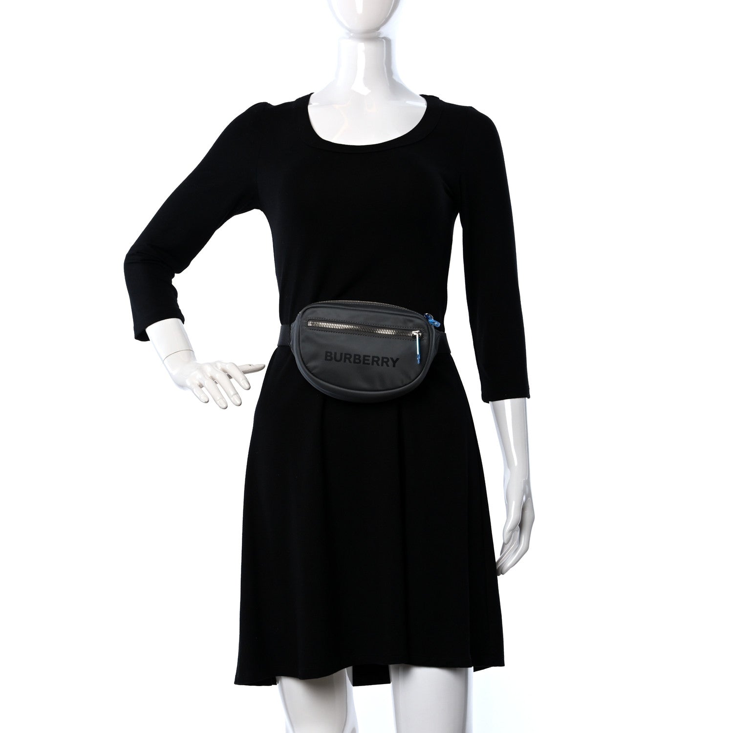 Burberry Econyl Logo Print Small Cannon Bum Bag Charcoal Grey 2 of 8