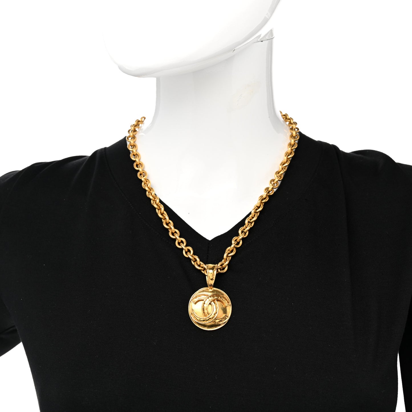 Metal CC Chain Pendant Necklace Gold
