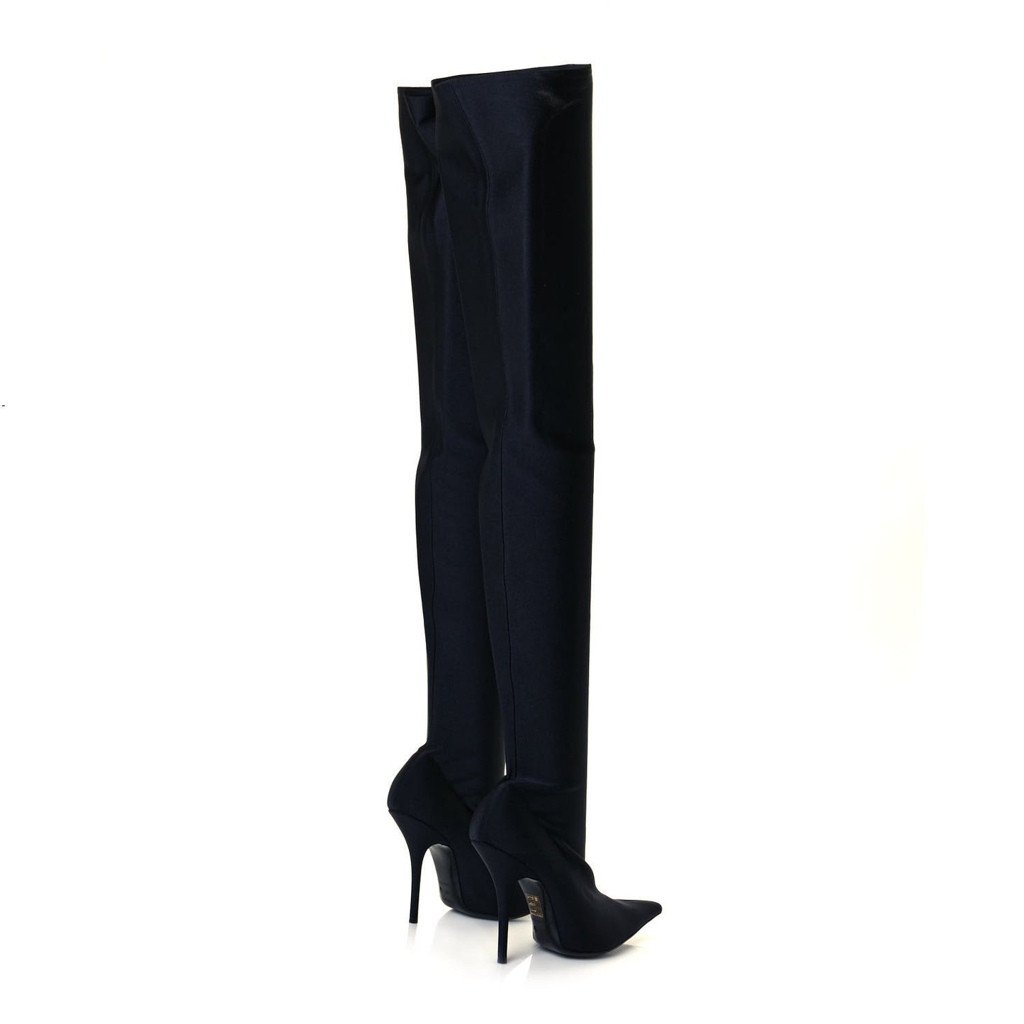 Spandex Pointed Toe Knife Thigh High Boots 39 Black