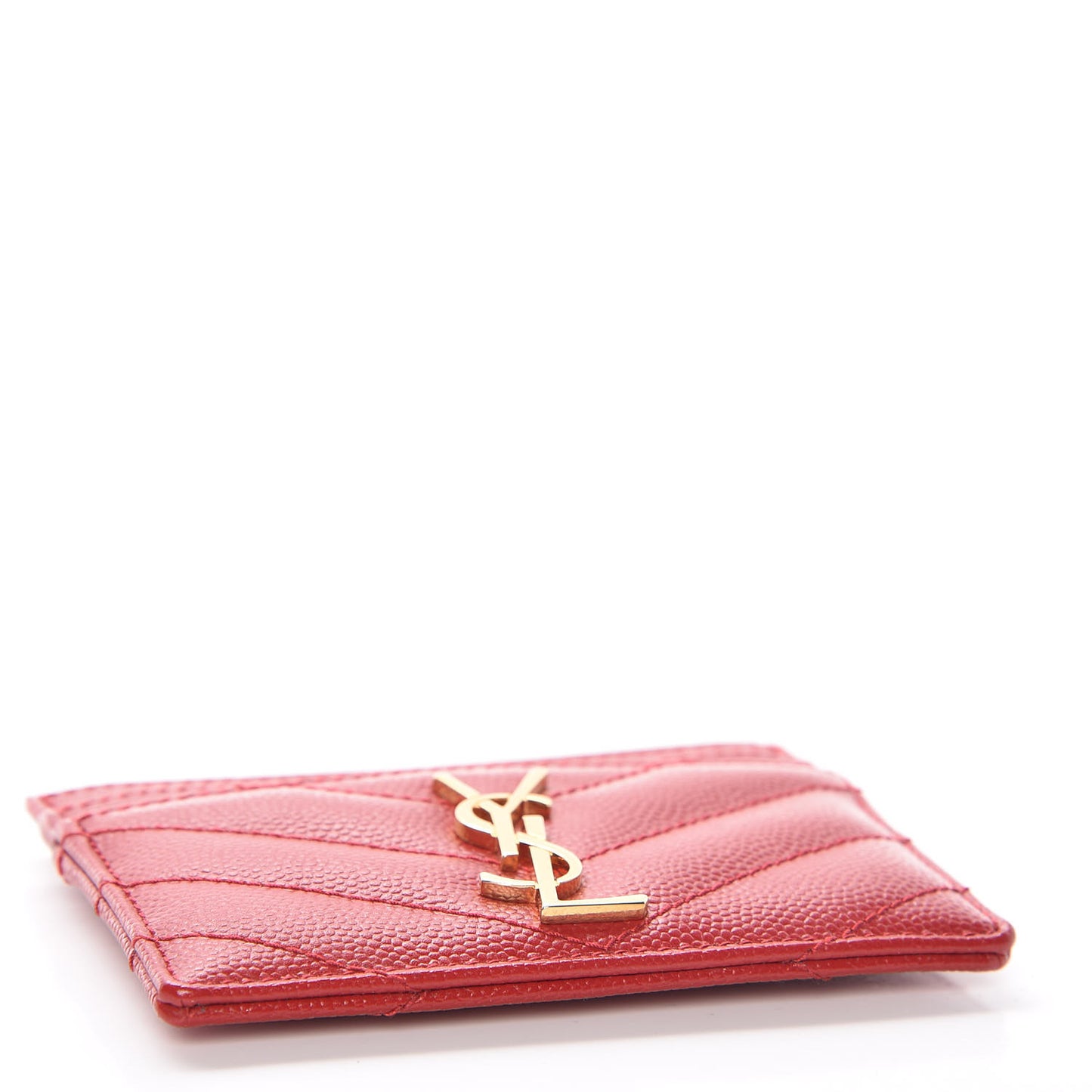 Grain De Poudre Matelasse Chevron Monogram Credit Card Case Rouge Eros