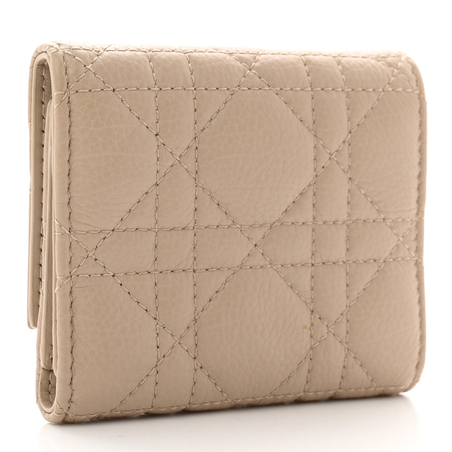 Supple Calfskin Cannage Caro Hibiscus Wallet Powder Beige