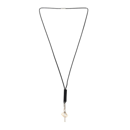 Hermes Lizard Palladium Permabrass Curiosite Pendant Necklace Black 2 of 3