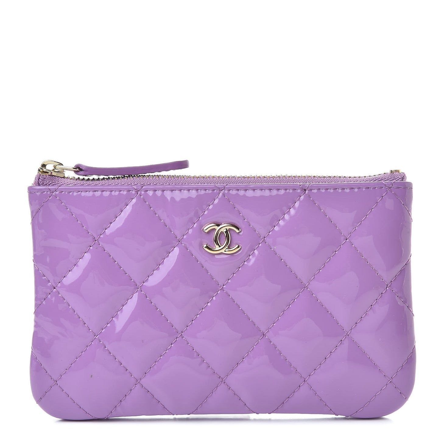 Patent Quilted Small Cosmetic Case Purple