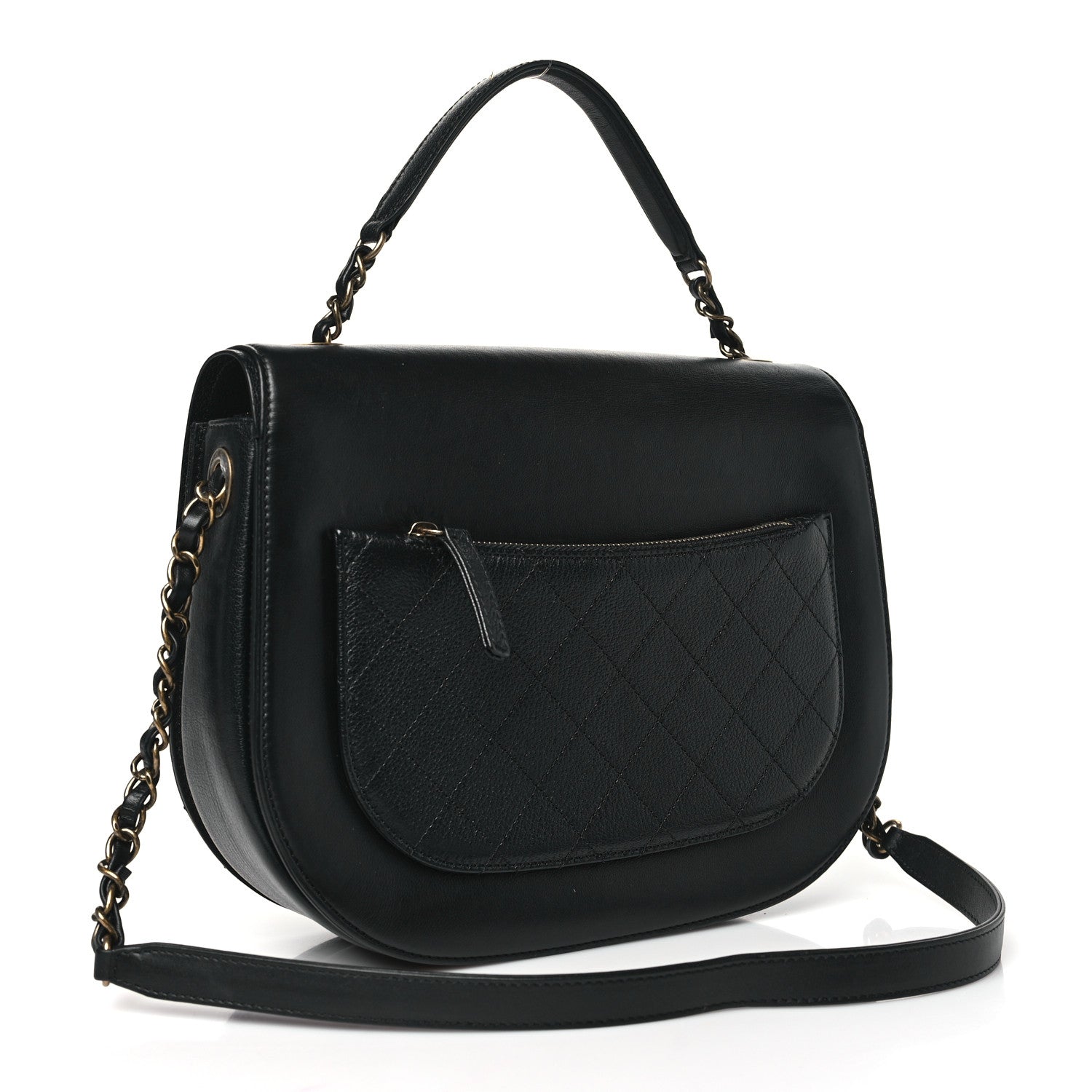 Chanel Shiny Calfskin Goatskin Quilted Medium Coco Curve Messenger Flap Black 3 of 10