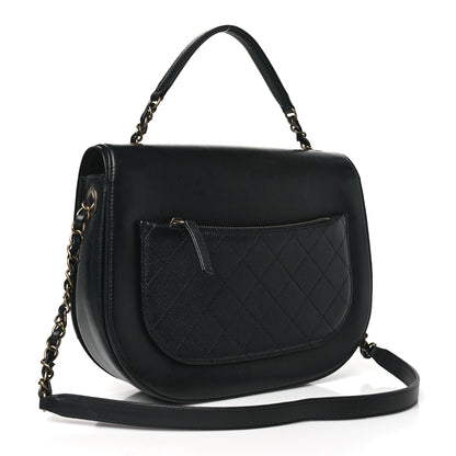 Chanel Shiny Calfskin Goatskin Quilted Medium Coco Curve Messenger Flap Black 3 of 10