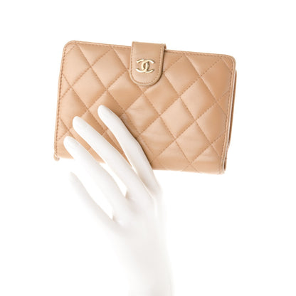 Chanel Lambskin Quilted Zipped Pocket Wallet Beige 2 of 9