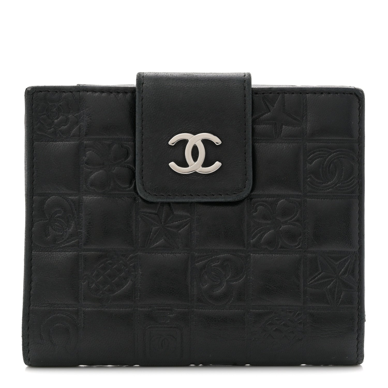 Chanel Calfskin Lucky Symbols Compact French Flap Wallet Black 1 of 10