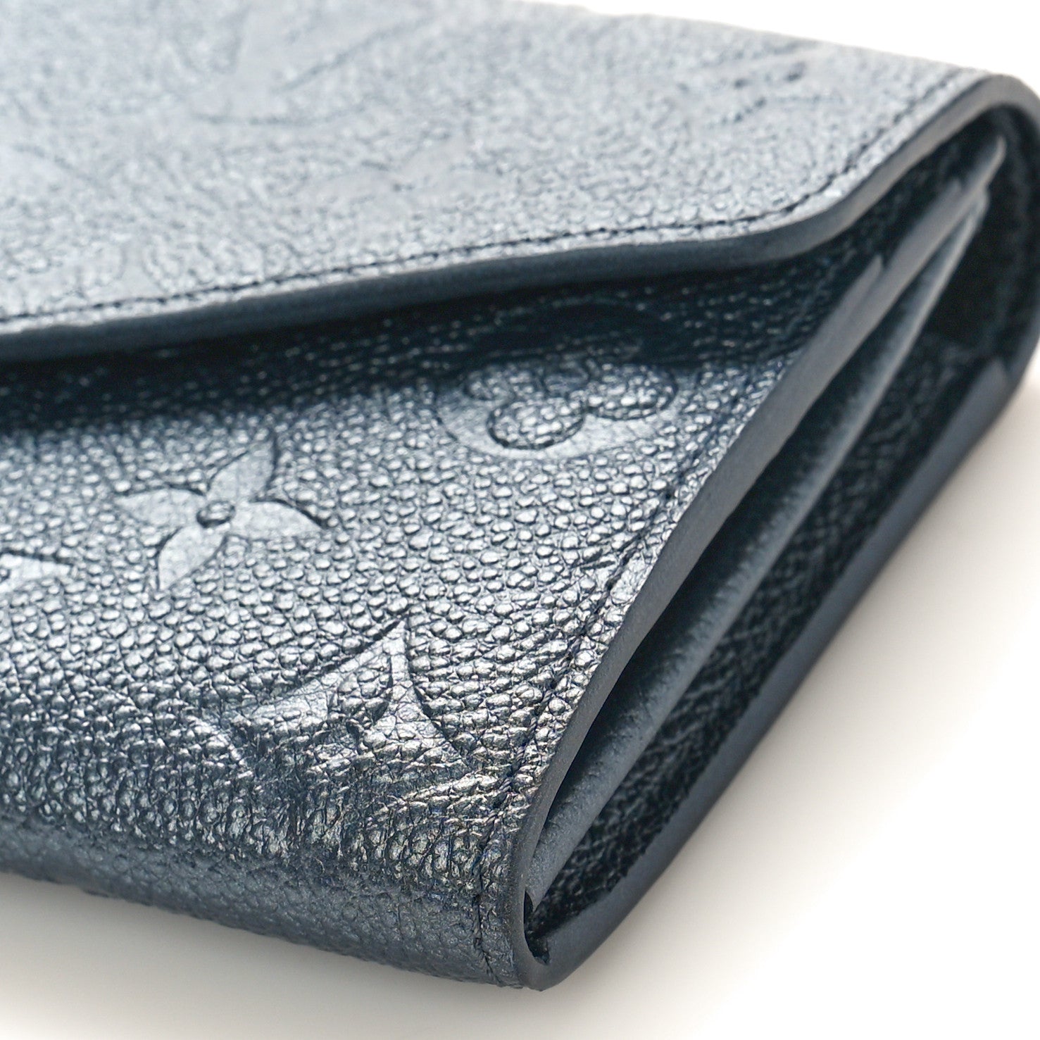 Louis Vuitton Metallic Empreinte Monogram Crystal Flower Sarah Wallet Navy Blue 8 of 8