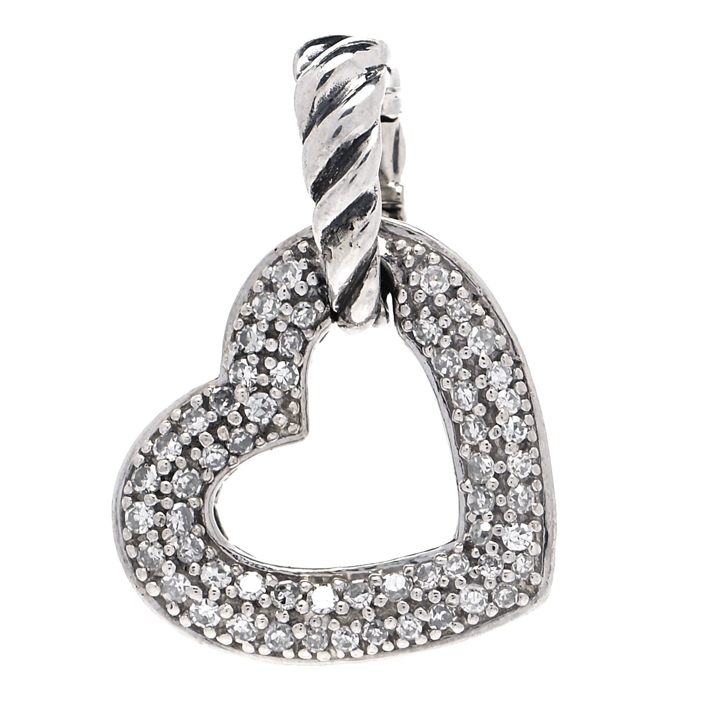 Sterling Silver Diamond Pave Heart Pendant