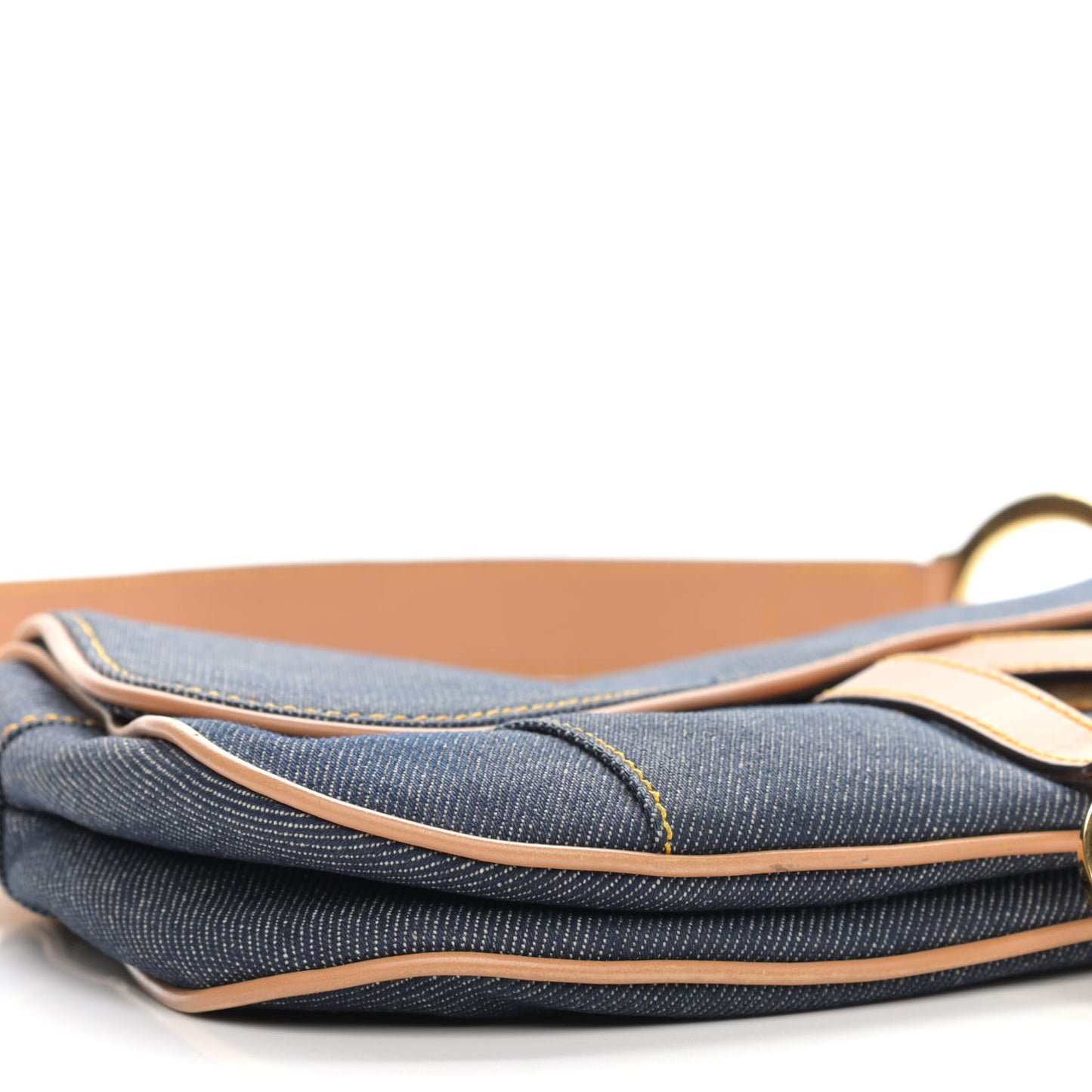 Denim Calfskin Double Saddle Bag Blue