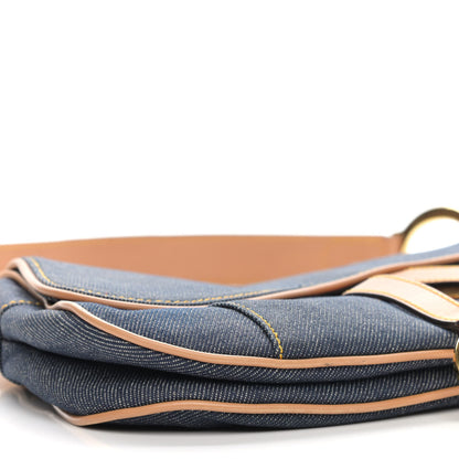 Christian Dior Denim Calfskin Double Saddle Bag Blue 8 of 10