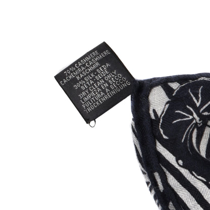 Hermes Cashmere Silk Jaguar Quetzal Shawl 140 Gris Chine Bleu Black Gris 7 of 7